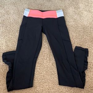 Lululemon leggings SZ 4 black with orange band